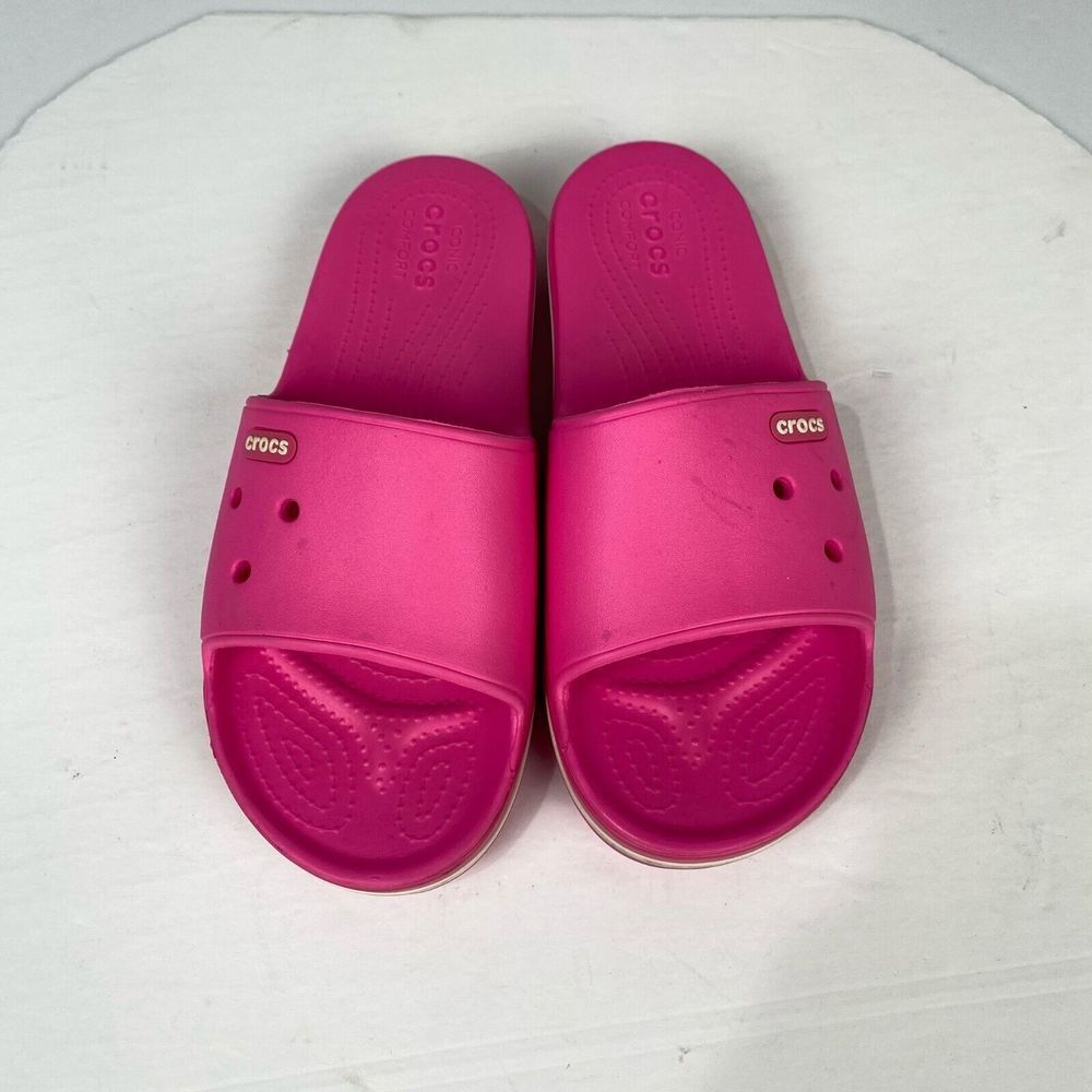 ICONIC CROCS COMFORT Sandals size Mens 8 Womens 10 Electric Pink - Picture 2 of 10
